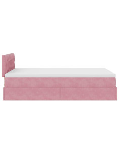Pouf Letto con Materasso Rosa 120x190 cm Velluto