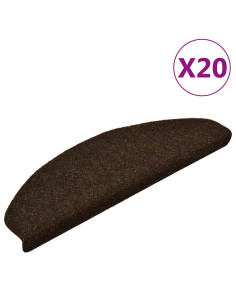 Tappetini per scale autoadesivi 20 pz 65x21x4 cm marrone semicircolari grandi
