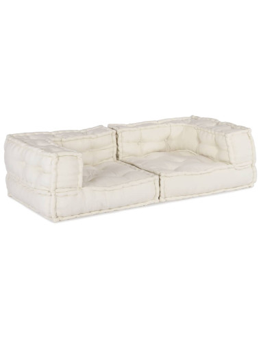 Divano Modulare a 2 Posti Crema 140x70x36 in Tessuto