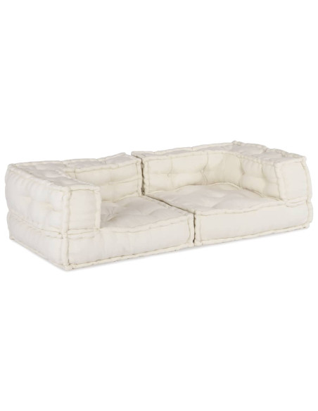 Divano Modulare a 2 Posti Crema 140x70x36 in Tessuto