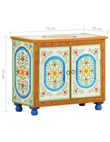 Credenza Dipinta a Mano 70x35x60 cm in Legno di Mango