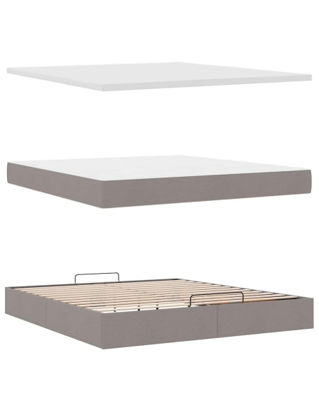 Struttura Letto Pouf con Materasso Tortora 160x200cm in Tessuto