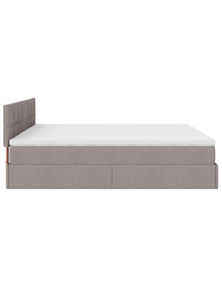 Struttura Letto Pouf con Materasso Tortora 160x200cm in Tessuto