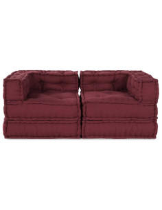 Divano modulare 2 pcs Bordeaux 140 x 70 x 56 cm Tessuto