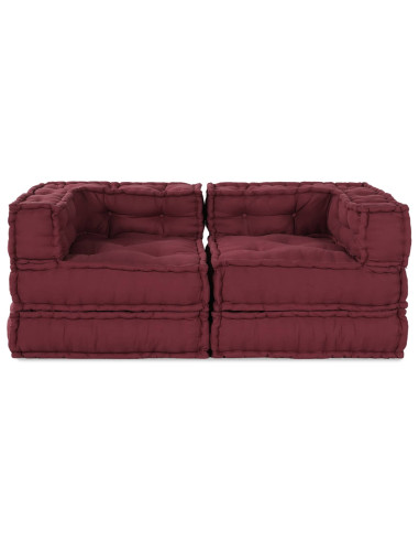 Divano modulare 2 pcs Bordeaux 140 x 70 x 56 cm Tessuto