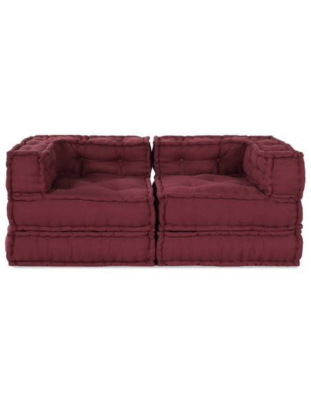 Divano modulare 2 pcs Bordeaux 140 x 70 x 56 cm Tessuto