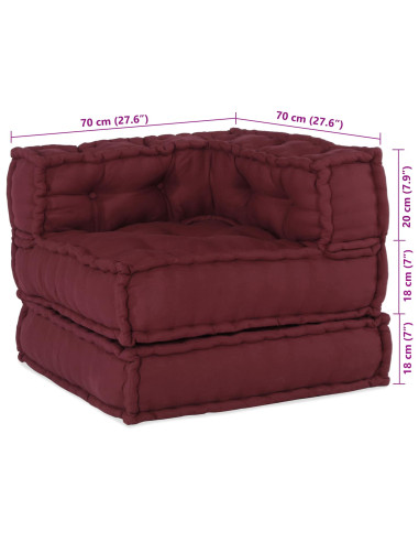 Divano modulare 2 pcs Bordeaux 140 x 70 x 56 cm Tessuto
