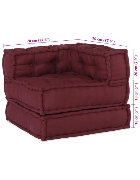 Divano modulare 2 pcs Bordeaux 140 x 70 x 56 cm Tessuto