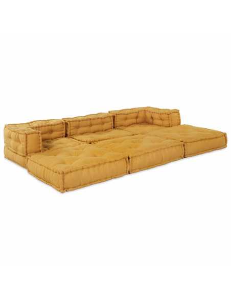 Divano modulare 2 pcs Giallo 140 x 70 x 56 cm Tessuto