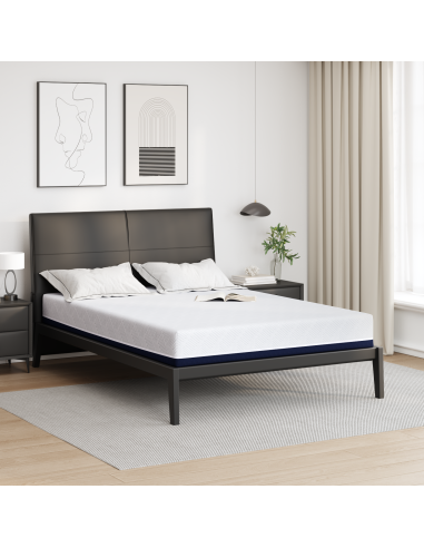 Materasso Bianco e Blu 140 x 200 cm Tessuto Jacquard