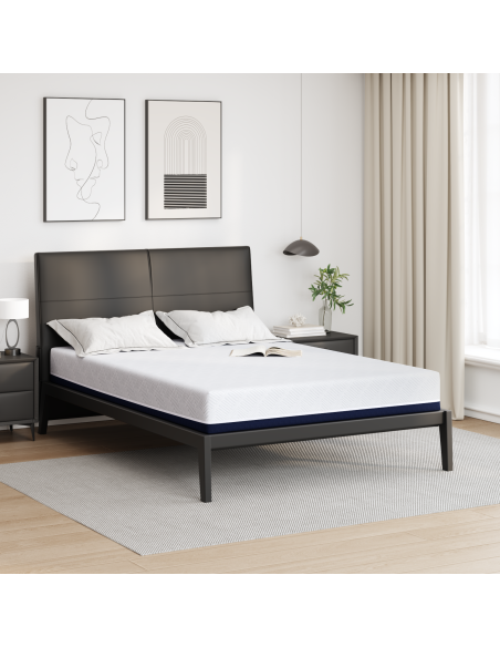 Materasso Bianco e Blu 140 x 200 cm Tessuto Jacquard