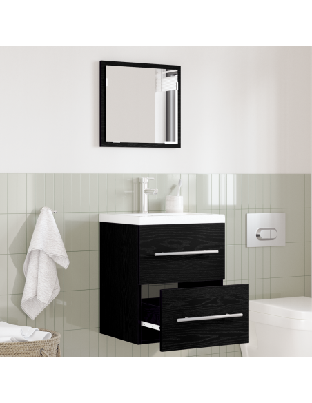 Set di mobili per il bagno con cassetto Nero 41 x 38,5 x 48 cm