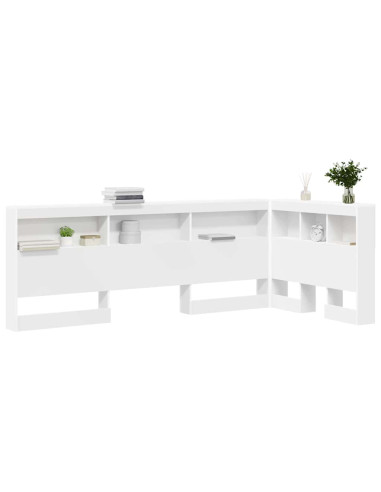 Testata contenitore con testiera Bianco 75 cm Legno multistrato