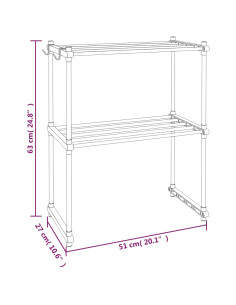 Ripiano per Microonde Bianco 51x27x63 cm in Alluminio