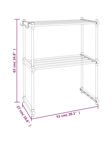 Ripiano per Microonde Bianco 51x27x63 cm in Alluminio