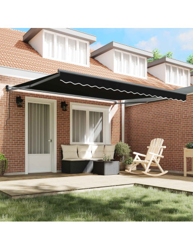 Tenda Retrattile Nero 400 × 300 cm Poliestere e Alluminio