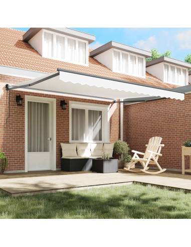 Tenda Retrattile Bianco 400 × 300 cm Poliestere e Alluminio