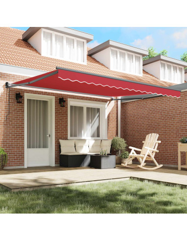 Tenda Retrattile Rosso 400 × 300 cm Poliestere e Alluminio