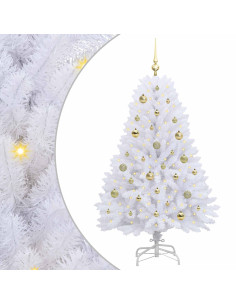 Albero di Natale Artificiale con Rami Pieghevoli Bianco 150 cm 2