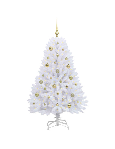 Albero di Natale Artificiale con Rami Pieghevoli Bianco 150 cm
