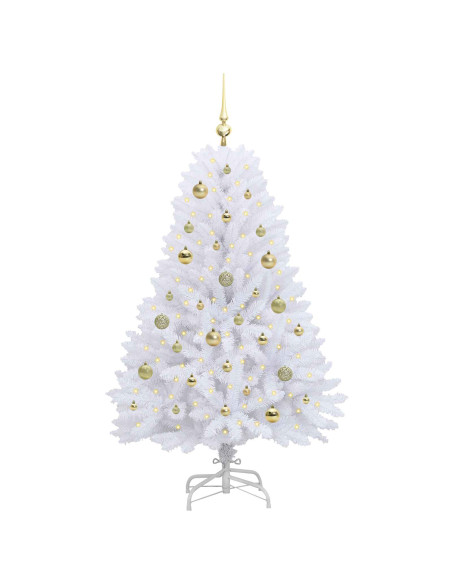 Albero di Natale Artificiale con Rami Pieghevoli Bianco 150 cm