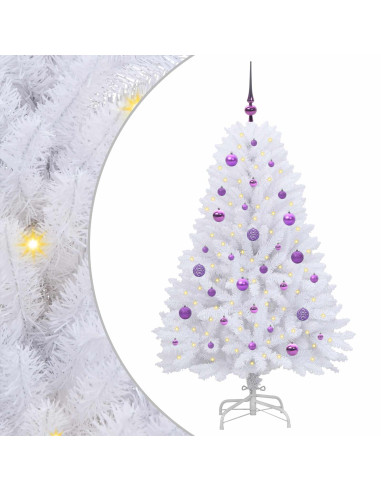 Albero di Natale Artificiale con Rami Pieghevoli Bianco 150 cm