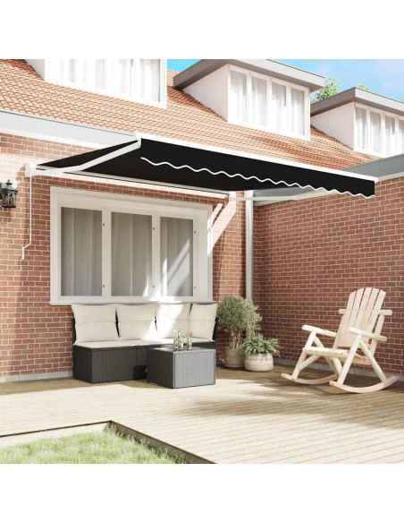 Tenda Retrattile Nero 350 x 250 cm Poliestere e Alluminio