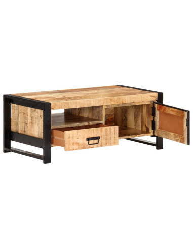Tavolino da Caffè 100x50x40 cm in Legno Grezzo di Mango