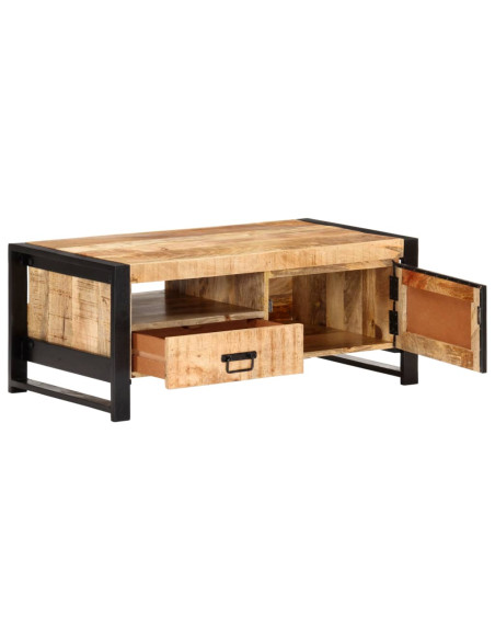 Tavolino da Caffè 100x50x40 cm in Legno Grezzo di Mango