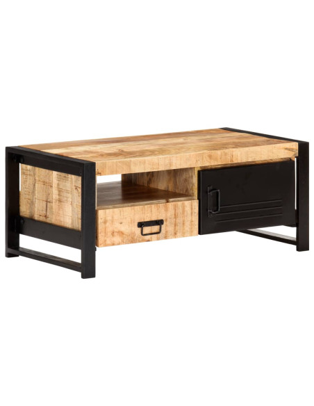 Tavolino da Caffè 100x50x40 cm in Legno Grezzo di Mango