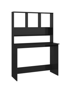 Scrivania Mensole Nero Lucido 110x45x157 cm Legno Multistrato 2