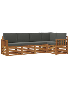 Set divani 5 pcs Naturale e Antracite Legno di Acacia Massello 2