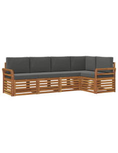 Set divani 5 pcs Naturale e Antracite Legno di Acacia Massello 2