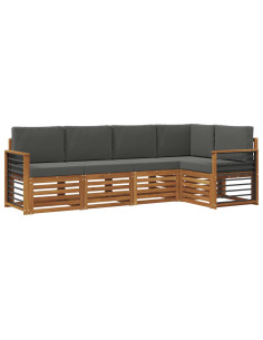 Set divani 5 pcs Naturale e Antracite Legno di Acacia Massello 2