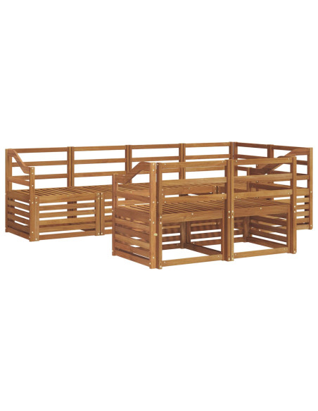 Set divani 7 pcs Naturale Legno di Acacia Massello