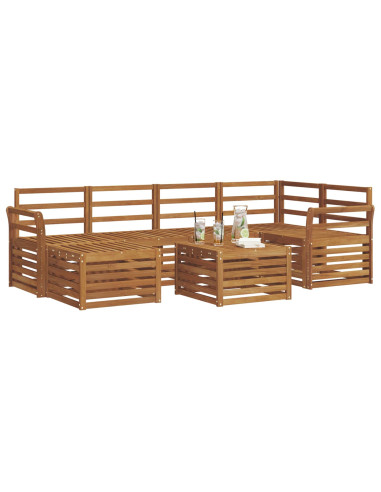 Set divani 9 pcs Naturale Legno di Acacia Massello