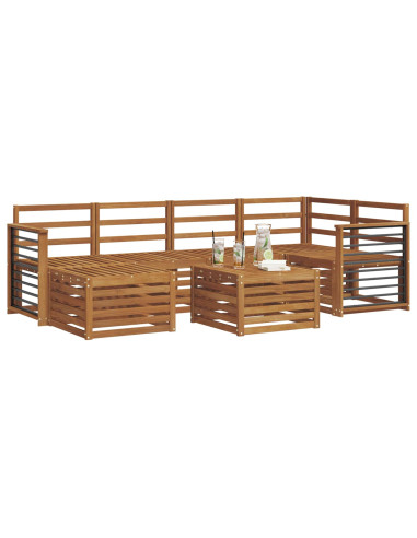 Set divani 9 pcs Naturale Legno di Acacia Massello