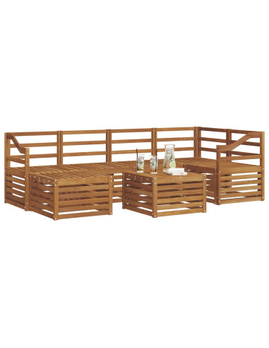 Set divani 9 pcs Naturale Legno di Acacia Massello