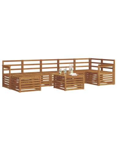 Set divani 10 pcs Naturale Legno di Acacia Massello