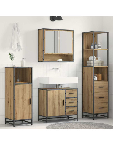 Set di mobili per il bagno con porta 3 pcs Rovere artigianale