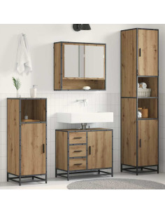 Set di mobili per il bagno con porta 3 pcs Rovere artigianale