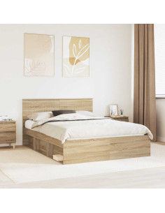 Struttura del letto Rovere Sonoma 150 x 200 cm Pino massello