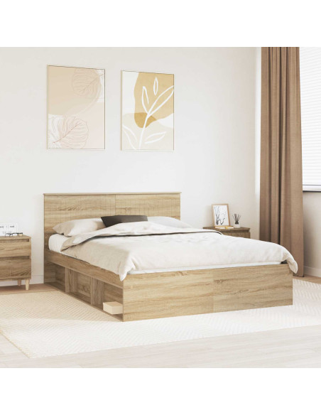 Struttura del letto Rovere Sonoma 150 x 200 cm Pino massello