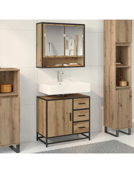 Set di mobili per il bagno con porta 2 pcs Rovere artigianale
