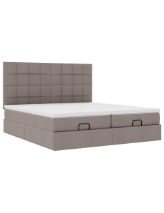 Struttura Letto Pouf con Materassi Tortora 160x200cm in Tessuto