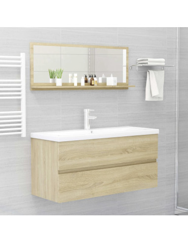 Specchio da Bagno Rovere Sonoma 100x10,5x37cm Legno Multistrato
