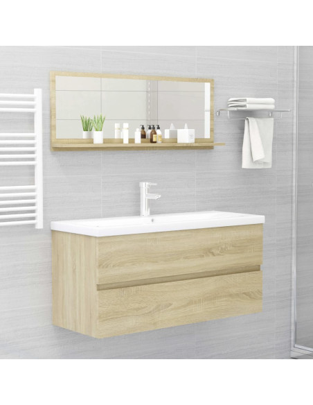 Specchio da Bagno Rovere Sonoma 100x10,5x37cm Legno Multistrato