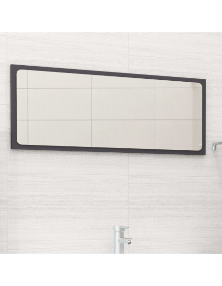 Specchio da Bagno Grigio 90x1,5x37 cm in Legno Multistrato