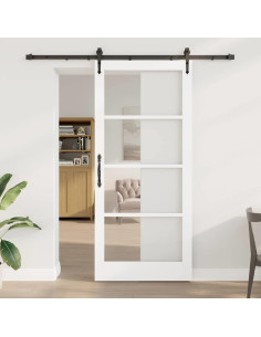 Porta scorrevole Bianco e Nero 93 x 211 cm