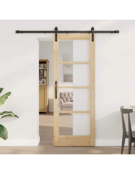 Porta scorrevole ORKDAL Naturale e Nero 73,5 x 198,5 cm